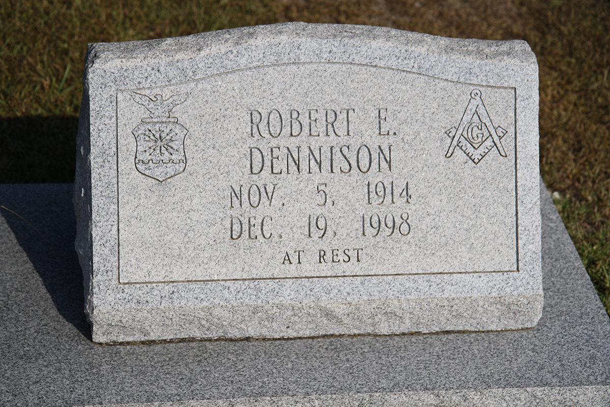 Grave marker for Robert Dennison at Holly Springs Free Will Baptist Church Cemetery, Johnston County, North Carolina.